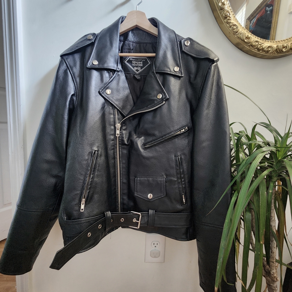 Diamond Plate Genuine Leather Jacket M/L